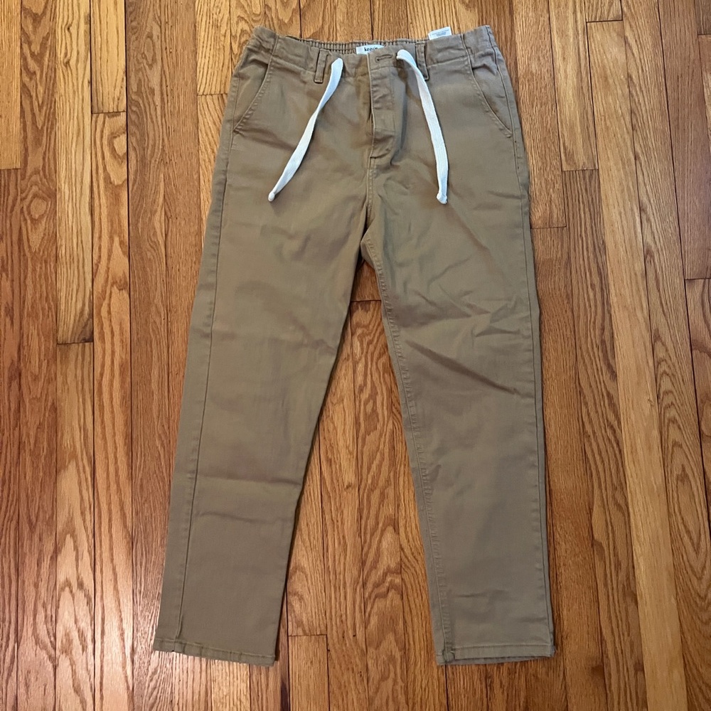 Tan Casual Pants with White Drawstring